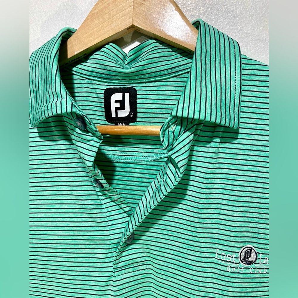 FootJoy performance golf polo shirt green stripes casual summer comfort Men L